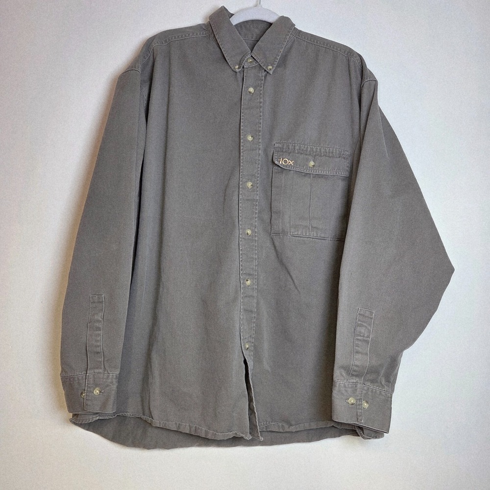 10X Men's 2XL Shirt Gray Long Sleeve 100% Cotton Made in Russia Embroidered